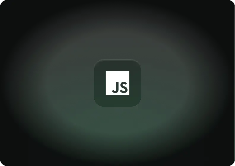 A JavaScript icon floating on a black background.